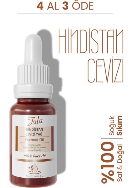 Hindistan Cevizi Yağı 20 ml Soğuk Sıkım Doğal Yağ Sıkılaştırıcı Etki ile Unisex Kullanım