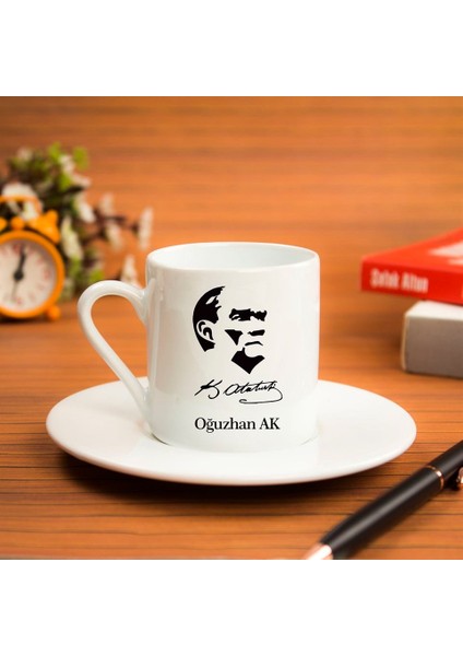 Kişiye Özel Türk Kahvesi Fincanı Seti - Atatürk Siluet