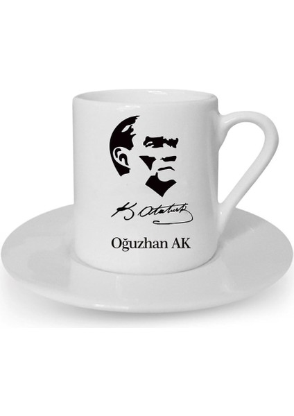 Kişiye Özel Türk Kahvesi Fincanı Seti - Atatürk Siluet modelleri