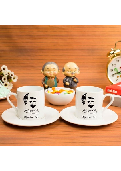 Kişiye Özel Türk Kahvesi Fincanı Seti - Atatürk Siluet fiyatları