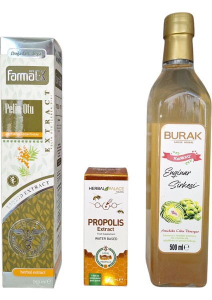 Pelin Otu Ekstrat 250 ml +Propolis 20 ml + Enginar Sirkesi 500 ml Doğal Destek Takviye Seti