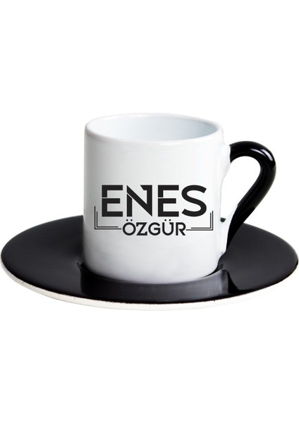Kişiye Özel Türk Kahvesi Fincanı Seti Siyah Renk Detaylı - Çizgi Çerveçe Tasarımlı fiyatları