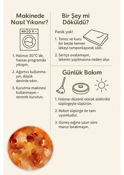 Turuncu Suluboya Desenli Yuvarlak Halı – Canlı & Sıcak Tonlar | 60X60 – 180X180 cm