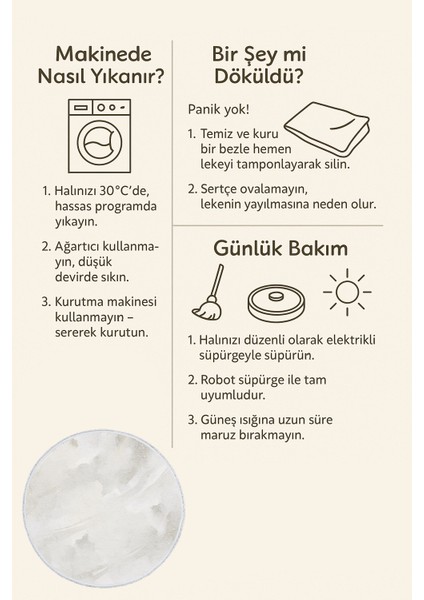 Açık Gri Soyut Desenli Yuvarlak Halı – Minimalist Modern Tasarım | 60X60 – 180X180 cm