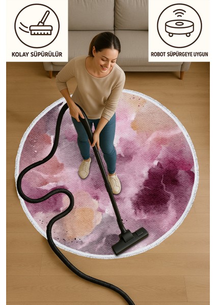 Soyut Desenli Yuvarlak Halı – Modern Renkli Tasarım | 60X60 – 180X180 cm fırsatları