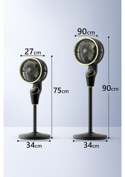Akıllı Vantilatör 90CM - Dijital Ekranlı | Sessiz & Uzaktan Kumandalı | 3 Kademeli Fan