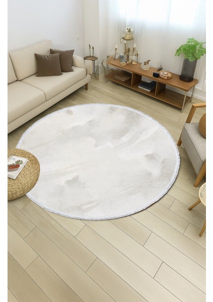 Açık Gri Soyut Desenli Yuvarlak Halı – Minimalist Modern Tasarım | 60X60 – 180X180 cm