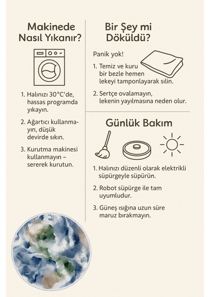 Mavi Yeşil Soyut Desenli Yuvarlak Halı – Su Renk Etkili Modern Tasarım | 60X60 – 180X180 cm