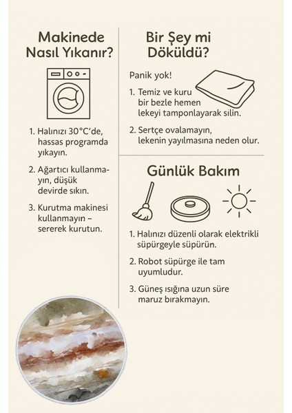 Toprak Tonlarında Suluboya Desenli Yuvarlak Halı – Sıcak ve Doğal Stil | 60X60 – 180X180 cm fırsatları