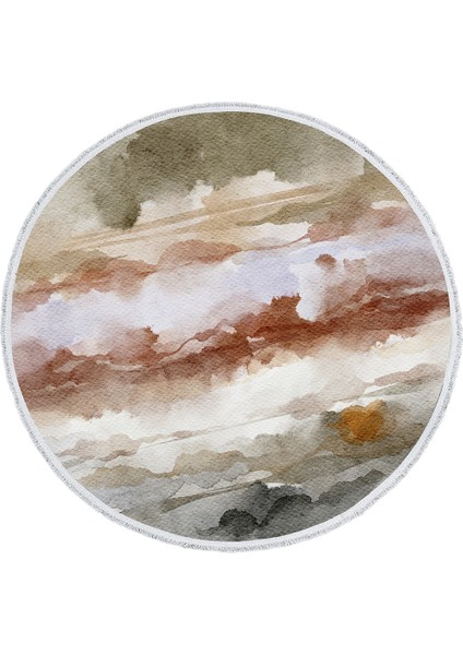 Toprak Tonlarında Suluboya Desenli Yuvarlak Halı – Sıcak ve Doğal Stil | 60X60 – 180X180 cm indirimleri