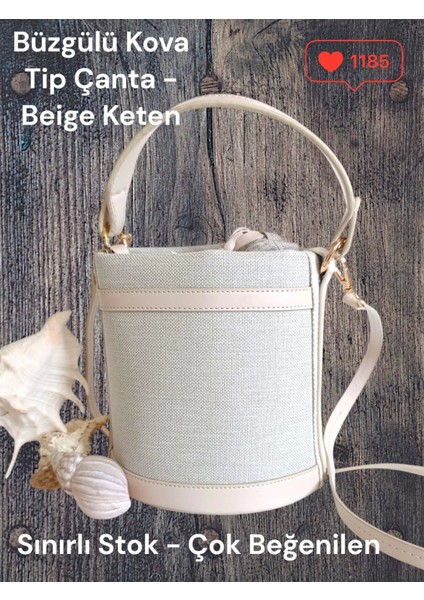 Litaetrend Büzgülü Kova Tip Çanta Bej