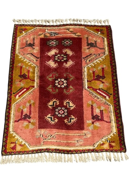 El Dokuma Az Hatalı Milas Halısı 78X96 Kök Boya Halı