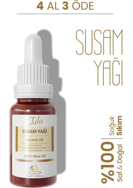 Doğal Susam Yağı 20 ml Vücut Bakımı için Nemlendirici ve Sıkılaştırıcı Etki