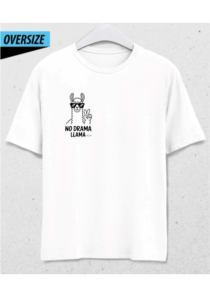 Drama-Free Zone – Oversize Unisex T-Shirt Beyaz %100 Pamuk modelleri