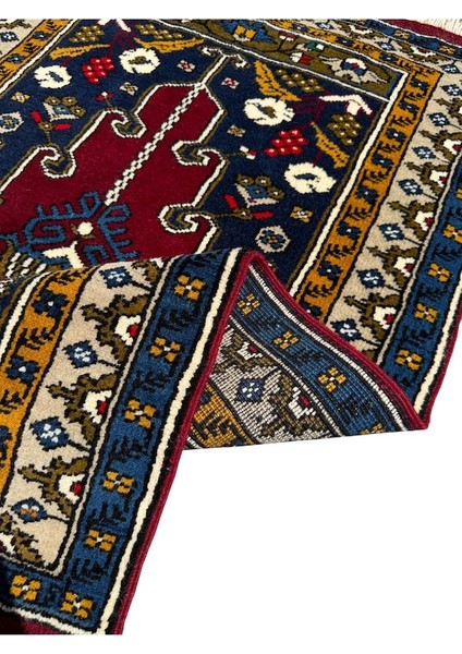 El Dokuma Sıfır Yahyalı Seccade 82X130 Lacivert Kırmızı Namazlık indirimleri
