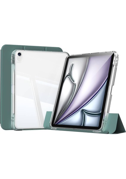 iPad Air 11 2025 M3 Kılıf Magnetik Ayrılabilen Airbagli Inc Sliding Tablet Kılıfı - Koyu Yeşil