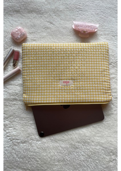 Sarı Pötikareli Tablet Çantası, Sarı Pötikareli Tablet Kılıfı, Sarı Tablet Çantası