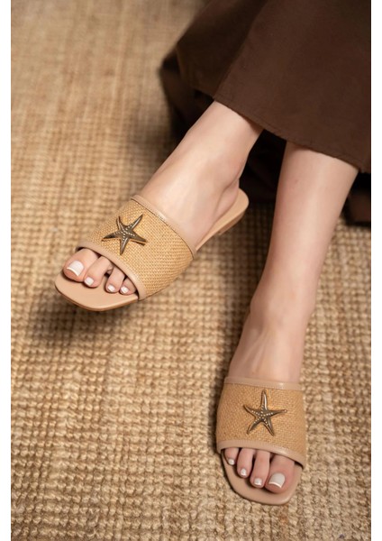 Mendez Denizyıldızı Aksesuarlı Hasır Terlik