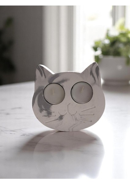 Kedili Beton Ikili Tealight Mumluk 113X125 mm fiyatları