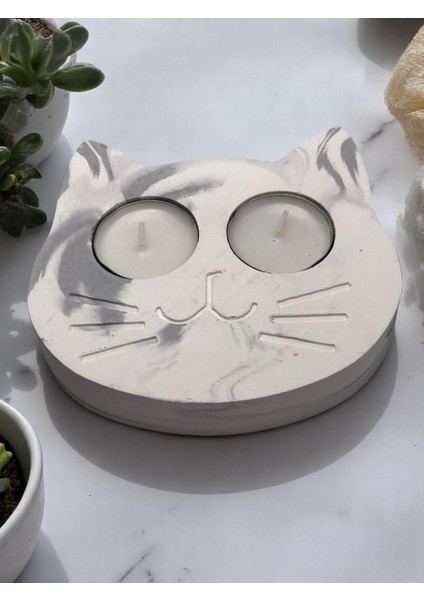 Kedili Beton Ikili Tealight Mumluk 113X125 mm modelleri