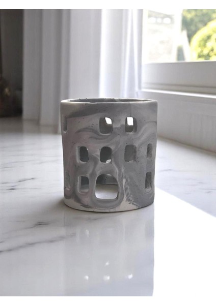 Mermer Desenli El Yapımı Beton Tealight Mumluk & Kalemlik Tealightlık Taş Tozu fiyatları