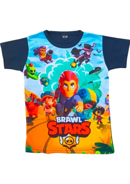 Brawl Stars 3D Baskılı Erkek-Kız Çocuk Kısa Kollu T-Shirt 3 - 15 Yaş Çok Renkli