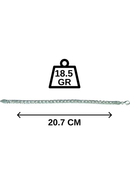 Erkek Gurmet Model Gümüş Zincir Bileklik – 925 Ayar - 18.5 gr indirimleri