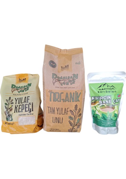 Yulaf Kepeği 400 gr + Yulaf Unu 1kg +Kıvırcık Nane Çayı Doğal Sağlık Seti