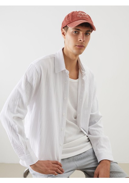 Yeni Sezon Regular Fit Muslin Kirisikli Erkek Gomlek - S5FO60Z8