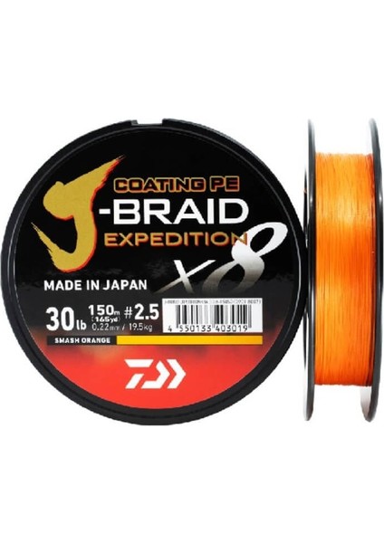 J-Braid Expendition 8x Braid Turuncu 150 mt Ip Misina 0.06 mm