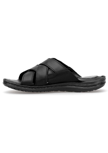 Elit SLCMF02C Erkek Hakiki Deri Düz Terlik Siyah modelleri