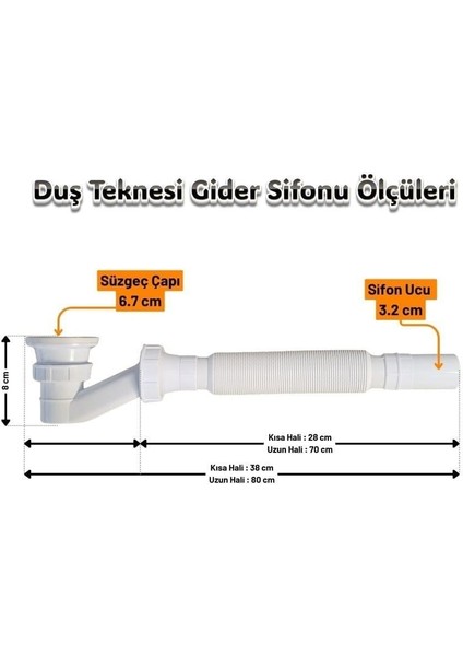 Duş Teknesi Gider Sifonu - Duşakabin Tekne Tropleni Körüklü