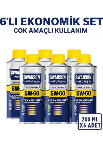 Swanson Sw-60 200 ml ×6'lı Çok Amaçlı Endüstriyel Sprey Seti – Geniş Kullanım Alanı | Ekonomik Seçim