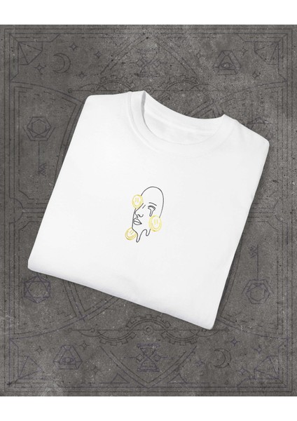 Smile Flow – Abstract Emotions Koleksiyonu Unisex Beyaz Tişört – %100 Pamuk Regular Fit
