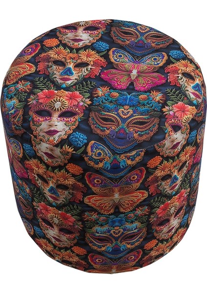 Karnaval Maske Desenli 40*40 Yuvarlak Puf