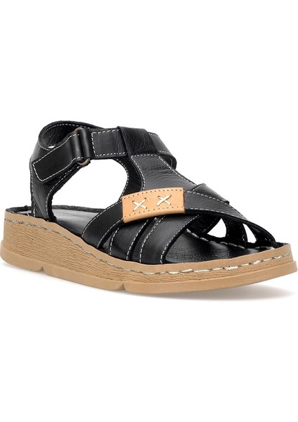 D25YS-2440 Kadın Hakiki Deri Düz Sandalet Siyah fiyatları