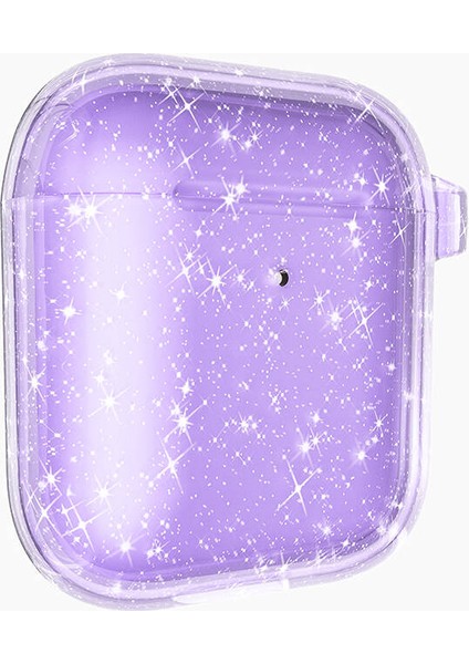 Airpods Uyumlu Iktk Allstar Airbag 32 Parlayan Simli Saydam Renkli Kılıf-Mor