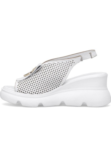 Elit Zeyn 8067 Kadın Hakiki Deri Dolgu Topuk Sandalet Beyaz modelleri