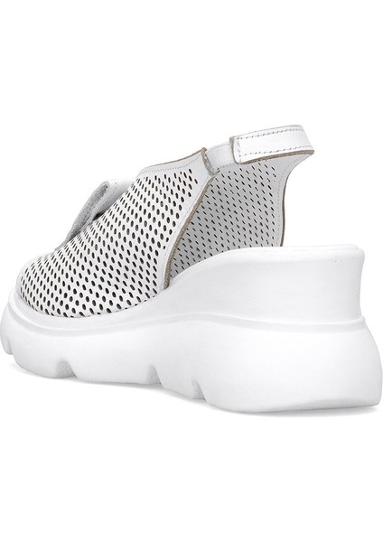 Elit Zeyn 8067 Kadın Hakiki Deri Dolgu Topuk Sandalet Beyaz fırsatları