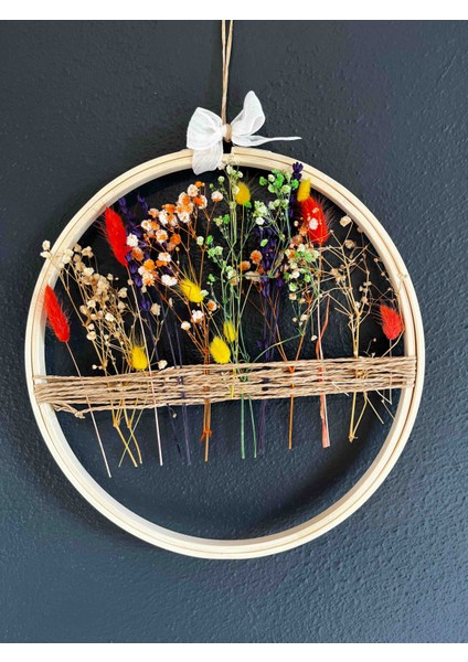 🌿"kır Baharı"-Doğal Çiçekli Kasnak (27 Cm)Duvar Tablosu/duvar Süsü