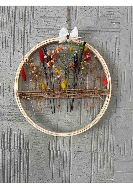 🌿"kır Baharı"-Doğal Çiçekli Kasnak (27 Cm)Duvar Tablosu/duvar Süsü
