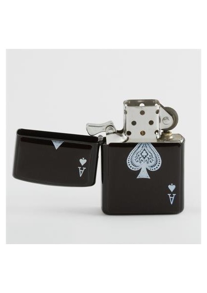 Zippo Tipi Maça Benzinli Siyah Çakmak