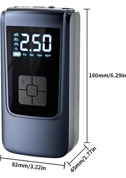 150PSI 6000MAH Şarjlı Araba Top Bisiklet Hava Pompası LED Akıllı Powerbank