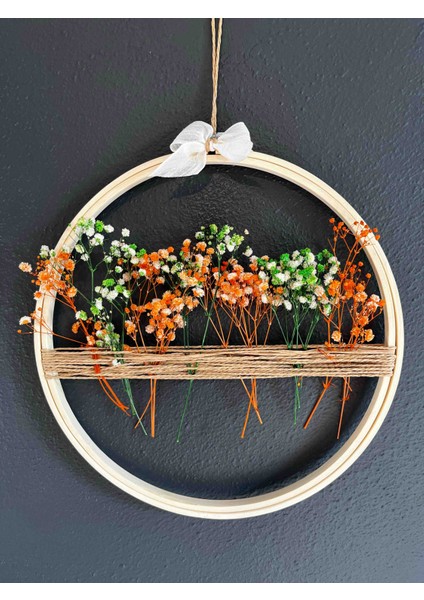 🌿"kır Baharı"-Doğal Çiçekli Kasnak(27 Cm) Duvar Tablosu/duvar Süsü