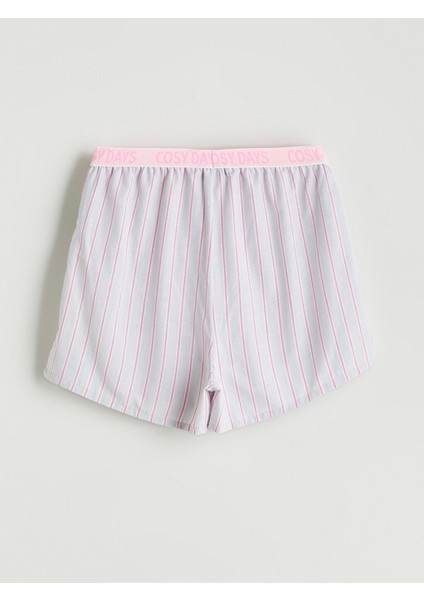 Yeni Sezon Beli Lastikli Cizgili Kadin Sort Pijama Alti - S5GT07Z8 fiyatları