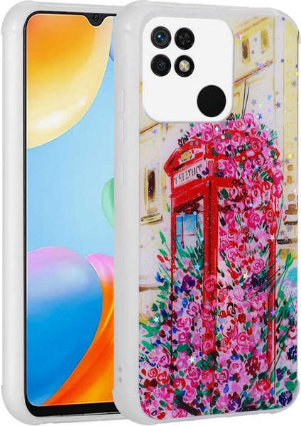 Xiaomi Redmi 10C Kılıf Simli Desenli Kamera Korumalı Parlak Iktk Popy Kapak-Kulübe