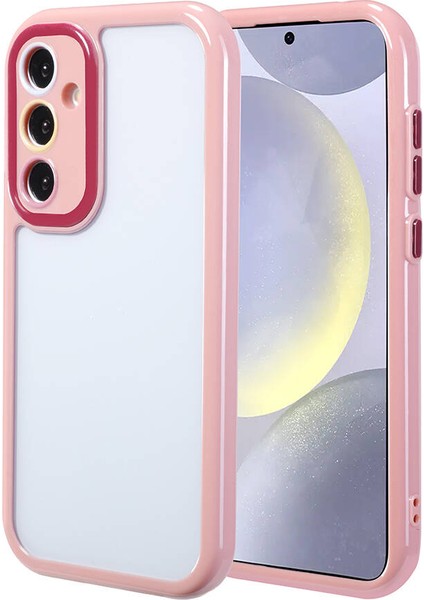 Galaxy S24 Kılıf Kamera Korumalı Renkli Kenar ve Çerçeve Tasarımlı Iktk Vitamin Kapak-Mürdüm