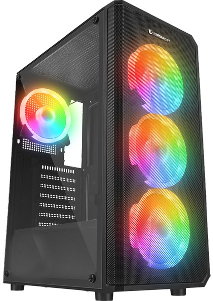 Helıos Mesh 650W 80+ Siyah Temperli Cam 4X12CM Rainbow Atx Gaming Siyah Kasa