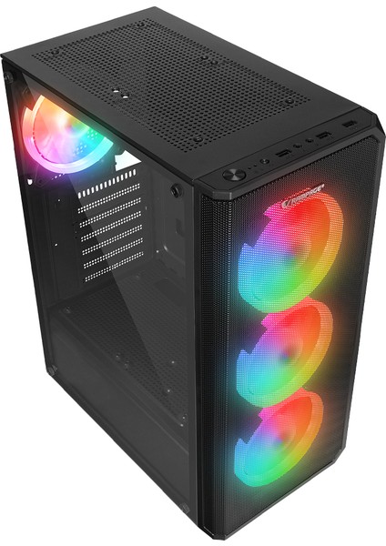 Helıos Mesh 650W 80+ Siyah Temperli Cam 4X12CM Rainbow Atx Gaming Siyah Kasa