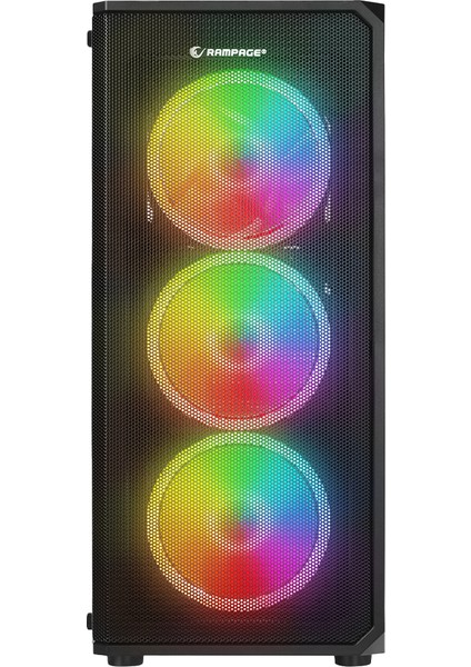 Helıos Mesh 650W 80+ Siyah Temperli Cam 4X12CM Rainbow Atx Gaming Siyah Kasa